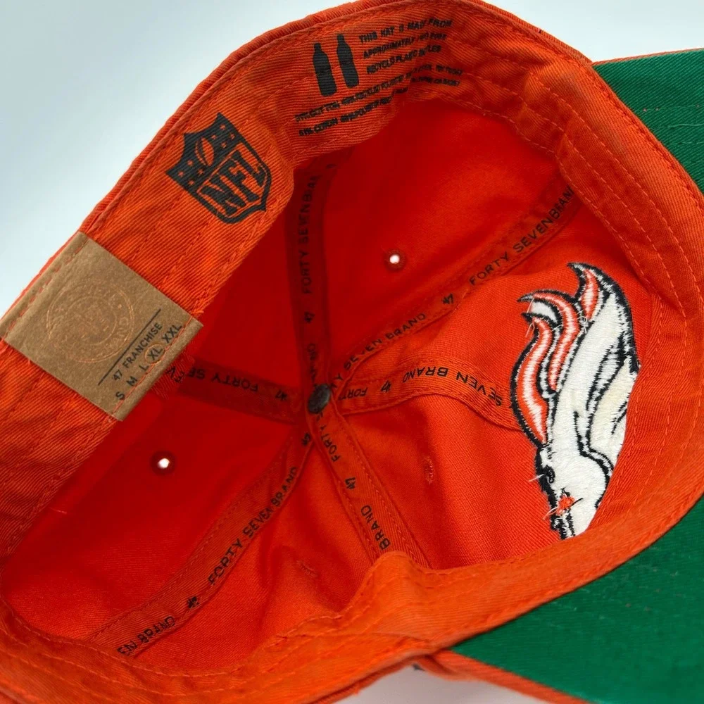 Denver Broncos Hat 47 Brand Franchise Mens L Orange Cotton Blend Sporty Retro